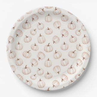 Assiettes En Carton Citrouille Blanche Élégante d'Automne