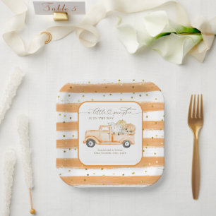 Assiettes En Carton Citrouille Camion Baby shower d'automne moderne