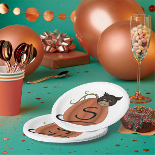 Assiettes En Carton Citrouille Chat Noir Lettre S Halloween