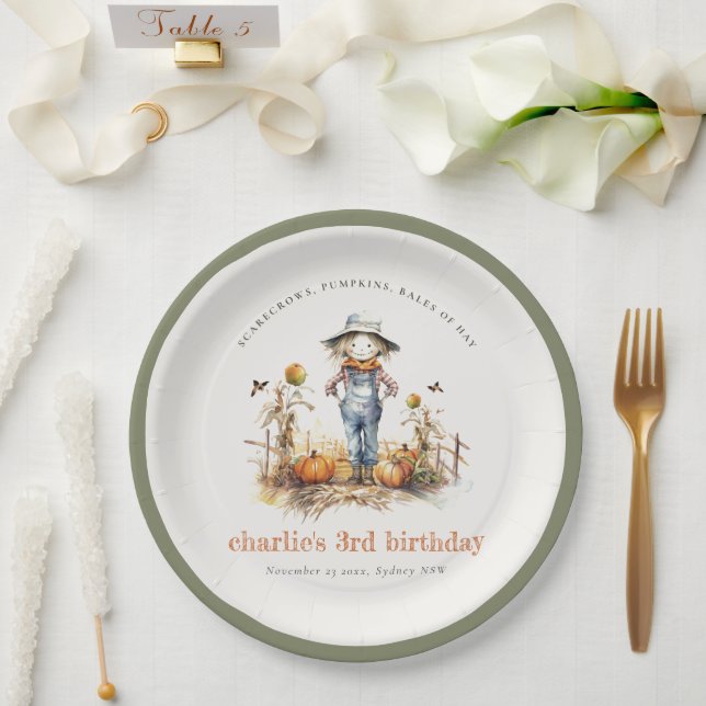 Assiettes En Carton Citrouille Chic Chic Scarecrow Harvest Anniversair (Mariage)