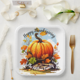 Assiettes En Carton citrouille coloré bon thanksgiving modifiable