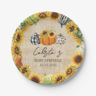 Assiettes En Carton Citrouille d'automne Sunflower Burlap Baby Sprinkl