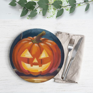 Assiettes En Carton Citrouille de Jack-O-Lantern d'Halloween