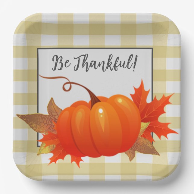 Assiettes En Carton Citrouille de Thanksgiving Buffalo Jaune (Recto)