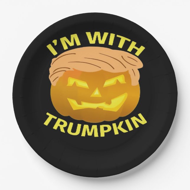 Assiettes En Carton Citrouille de Trumpkin Halloween (Devant)