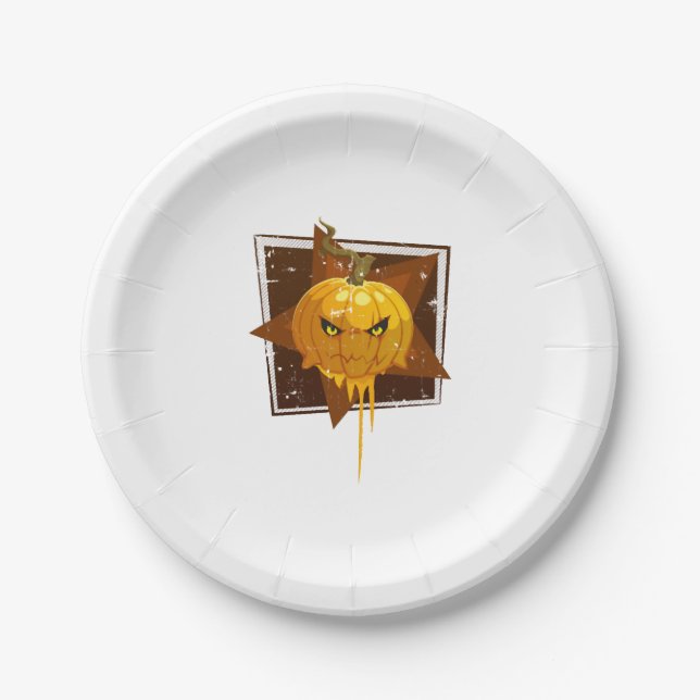 Assiettes En Carton Citrouille d'Halloween (Devant)