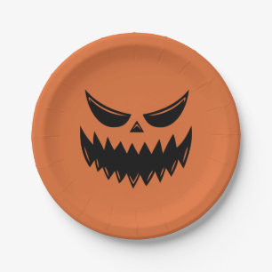 Assiettes En Carton Citrouille d'Halloween orange Jack-o'-lantern
