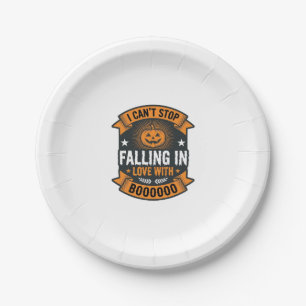 Assiettes En Carton Citrouille d'Halloween tombant amoureuse Vintage T