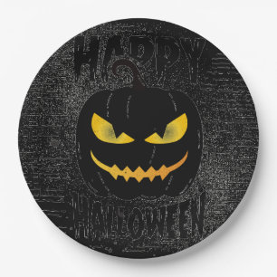 Assiettes En Carton Citrouille éffrayant Black Halloween