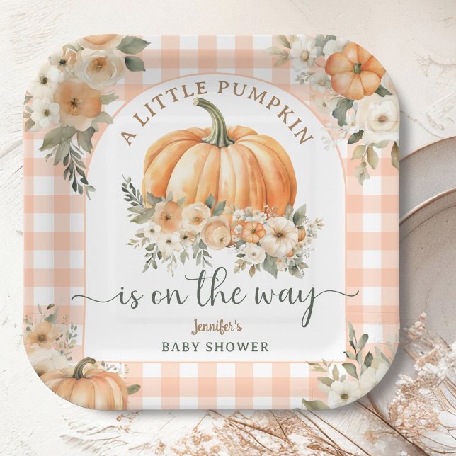 Assiettes En Carton Citrouille En Voie D'Automne Baby shower Hommes-Fe (Créateur téléchargé)