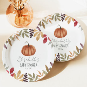 Assiettes En Carton Citrouille et Feuilles d'automne Baby shower