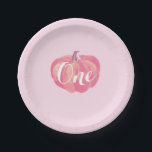 Assiettes En Carton Citrouille Fall First Birthday Party Plaques papie<br><div class="desc">Citrouille Automne Premier Anniversaire Plaques Papiers De Fête. Arrière - plan rose.</div>