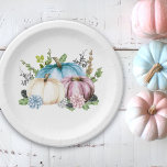 Assiettes En Carton Citrouille Genre révéler Citrouilles bleu rose<br><div class="desc">Cette conception a été créée par art numérique. Elle peut être personnalisée en cliquant sur le bouton personnaliser et en modifiant la couleur, en ajoutant un nom, des initiales ou vos mots préférés. Contactez-moi à l'adresse colorflowcreations@gmail.com si vous souhaitez que ce design soit disponible sur un autre produit. Voir d'autres...</div>