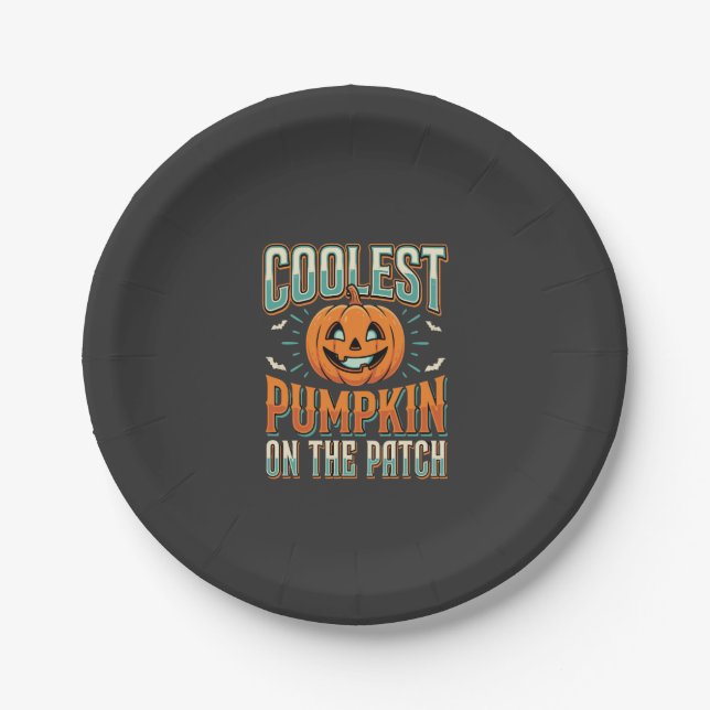 Assiettes En Carton Citrouille la plus cool sur le patch Design Hallow (Devant)