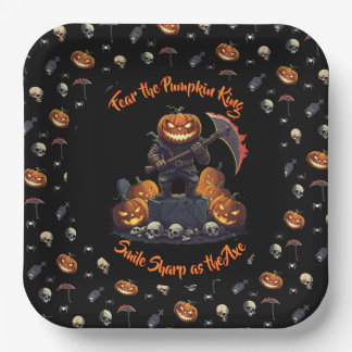 Assiettes En Carton 🖤 Citrouille noir King Halloween Plaque 🎃