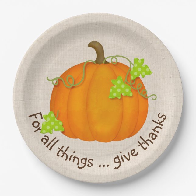 Assiettes En Carton Citrouille orange sur Burlap (Devant)