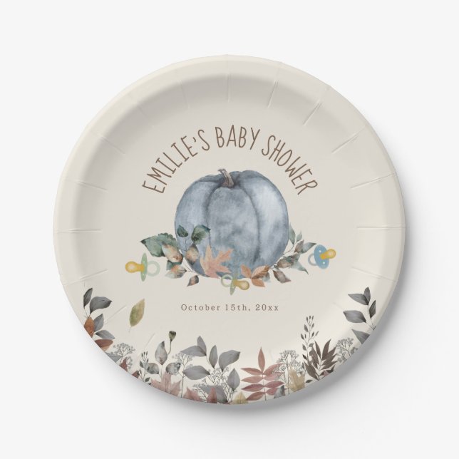 Assiettes En Carton Citrouille Pacificateurs Fall Boy Baby shower (Devant)