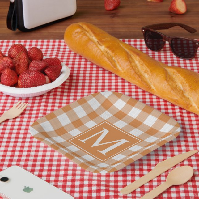 Assiettes En Carton Citrouille personnalisé Orange En vichy Motif (Pique-nique)