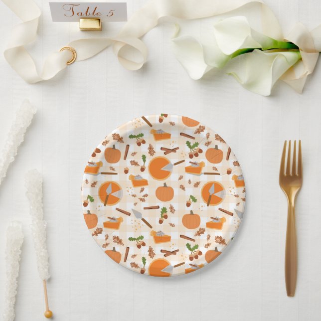 Assiettes En Carton Citrouille Pie Automne Motif d'automne (Mariage)