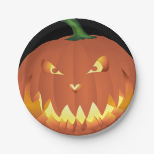 Assiettes En Carton Citrouille pour Halloween...