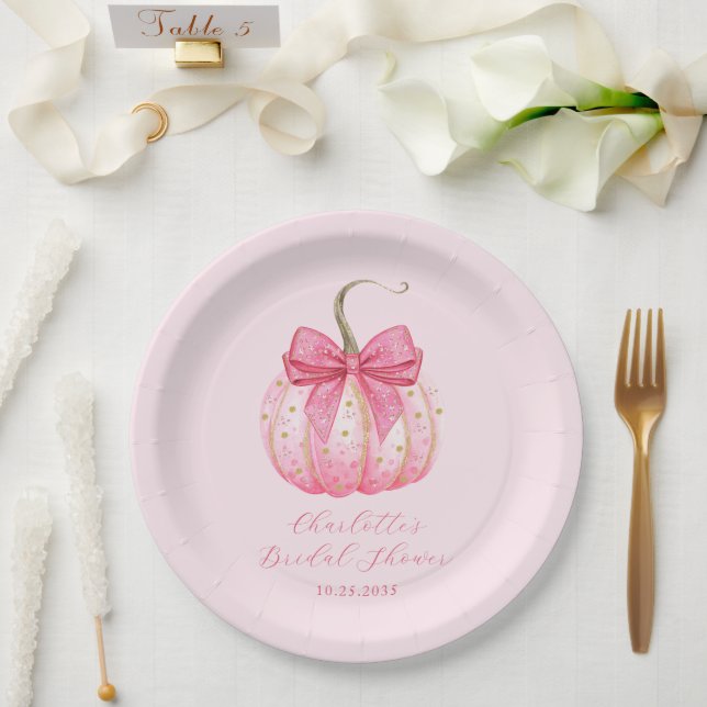 Assiettes En Carton Citrouille rose Fête des mariées Halloween personn (Mariage)