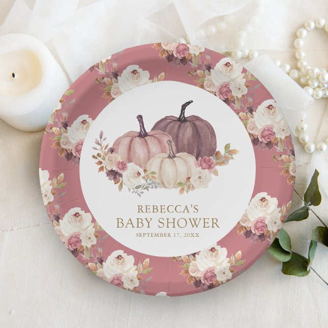 Assiettes En Carton Citrouille rose rose Rose poussiéreux (Créateur téléchargé)