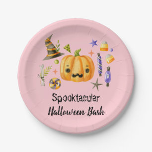 Assiettes En Carton Citrouille Spooktacular Halloween Bash Party rose