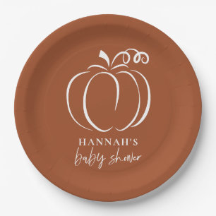 Assiettes En Carton Citrouille Terracotta Boho brûlé Baby shower orang