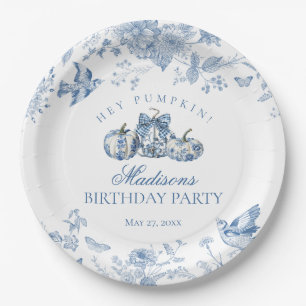 Assiettes En Carton Citrouille Toile Bleue Florale Française Anniversa