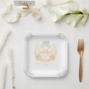 Assiettes En Carton Citrouille Toile Crest Elegant Baby shower garçon