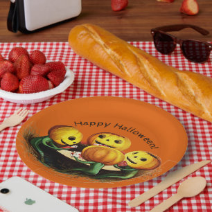 Assiettes En Carton Citrouilles aux cartes Plaque papier Halloween