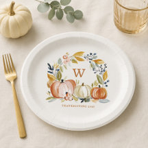 Citrouilles Monogramme Aquarelle d'Automne Action