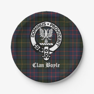 Assiettes En Carton Clan Boyle Crest Badge et Tartan