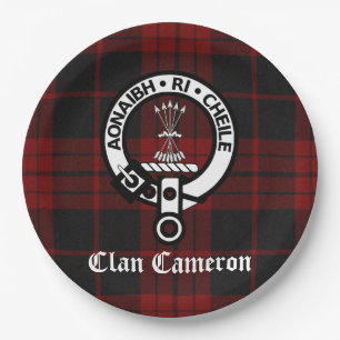 Assiettes En Carton Clan Cameron Crest Badge et Tartan