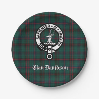 Assiettes En Carton Clan Davidson Crest Badge et Tartan