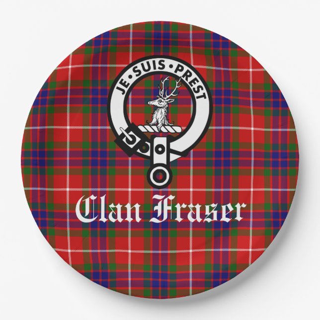 Assiettes En Carton Clan Fraser Crest Badge Tartan personnalisable (Devant)
