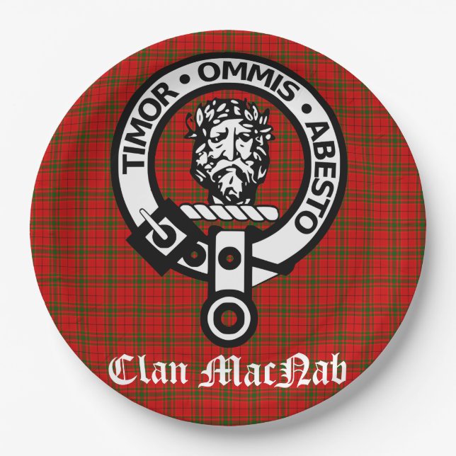 Assiettes En Carton Clan MacNab Crest Badge et Tartan (Devant)