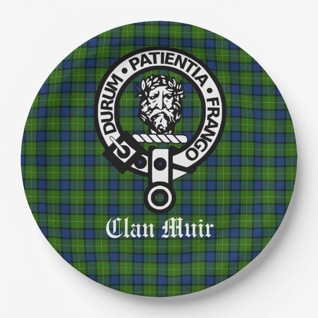 Assiettes En Carton Clan Muir Crest Badge et Tartan (Devant)