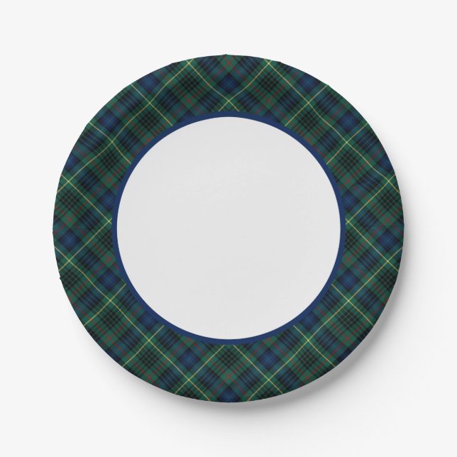 Assiettes En Carton Clan Stewart Chasse Tartan Bordure (Devant)