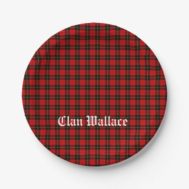 Assiettes En Carton Clan Wallace Tartan et le texte (Devant)