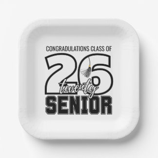 Assiettes En Carton Class of 2026 Graduation Tassel