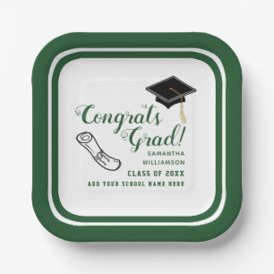 Assiettes En Carton Classe blanche et verte de 2025 Félicats Grad