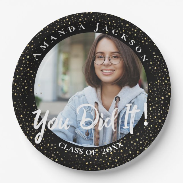 Assiettes En Carton Classe de 2023 Vous l'avez fait Photo Graduation P (Devant)