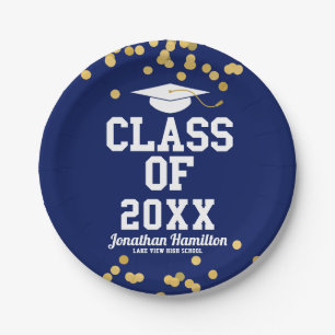 Assiettes En Carton Classe De 2024 Blue Graduation Party