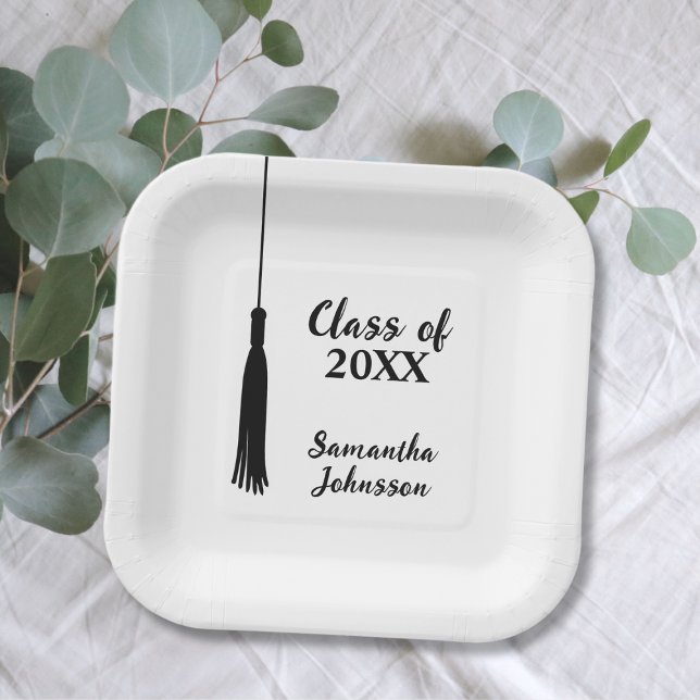 Assiettes En Carton Classe de 2024 Grad Tassel Grad Tassel Graduation  (Class of 2024 Grad Tassel Personalized Graduation Paper Plates)