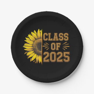 Assiettes En Carton Classe De 2025 Graduate Sunflower Graduation