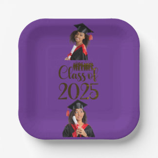Assiettes En Carton Classe de 2025 Graduation Personnalisée