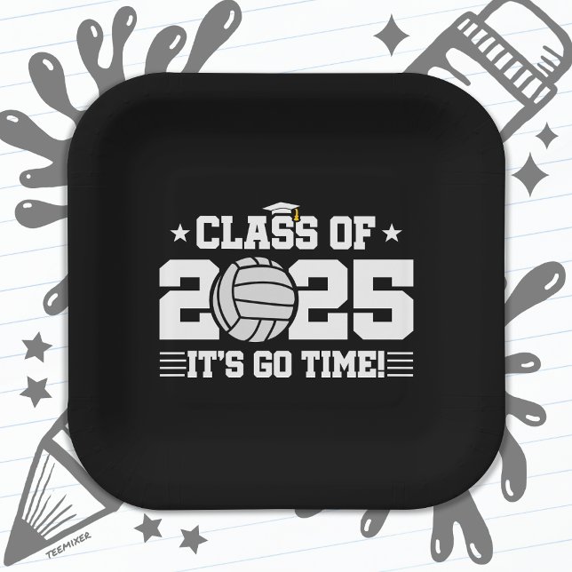 Assiettes En Carton Classe de graduation du joueur de volley-ball de 2 (Créateur téléchargé)