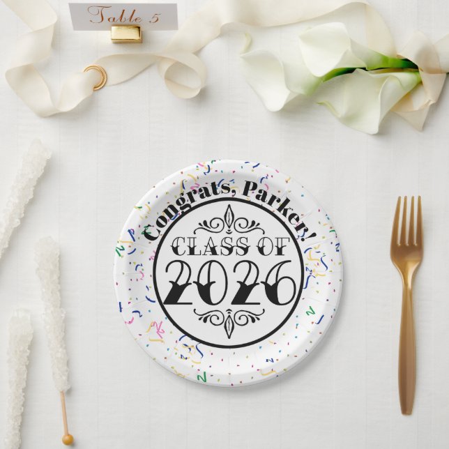 Assiettes En Carton Classe de style tatouage de 2026 Graduation (Mariage)