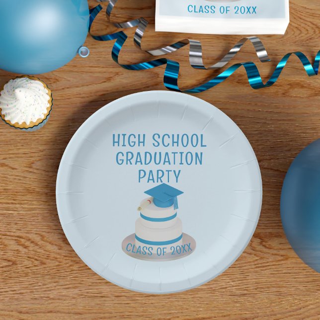 Assiettes En Carton Classe Pale Blue High School Graduation Party (Celebrate your Graduation with these paper plates. Just add your details!)